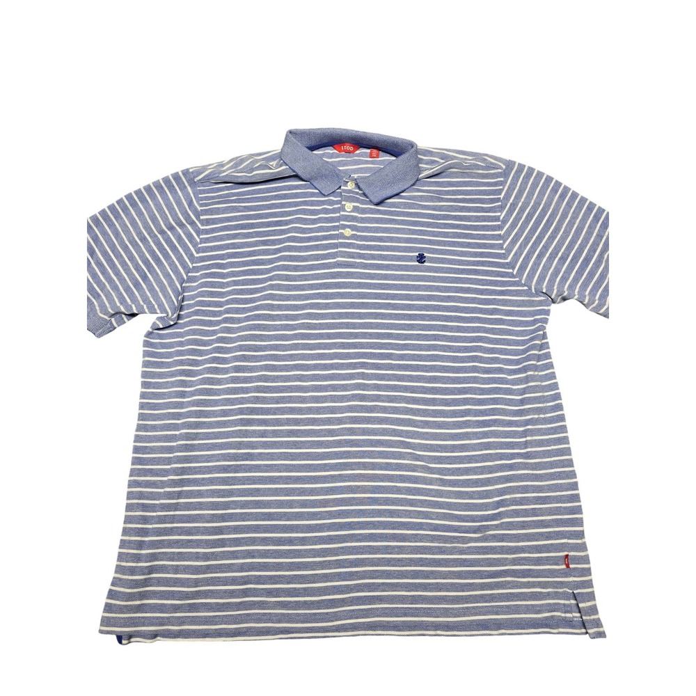 Golf Polo Shirt Mens 2XL Tall Izod Blue White Striped Short Sleeve Classic